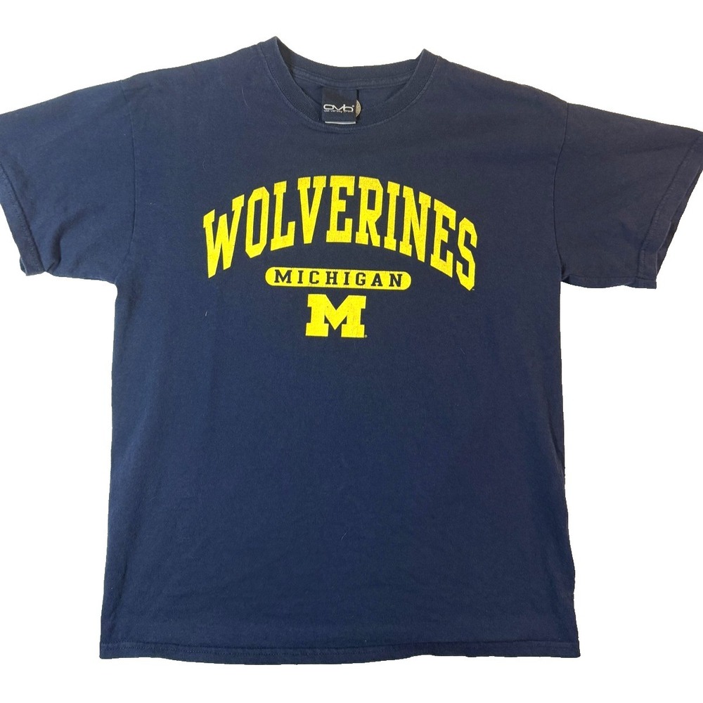 Vintage Michigan Wolverines TShirt Mens‎ M Blue NCAA College Football Y2K